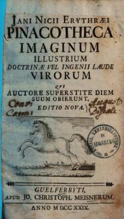 Jani Nicii Erythraei Pinacotheca imaginum illustrium doctrinae vel ingenii laude virorum, qui, auctore superstite, diem suum obierunt. 1