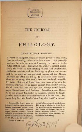 The journal of philology. 1. 1868