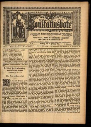 Erste Ausgabe vom Sonntag, den 27. Februar 1910.