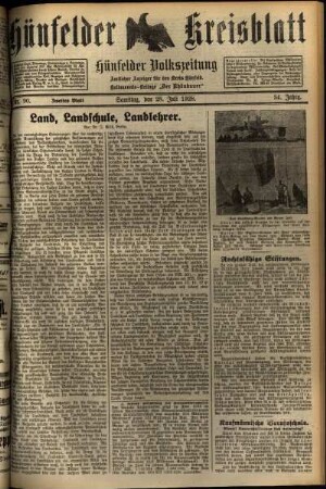 Zweite Ausgabe vom Samstag, den 28. Juli 1928.