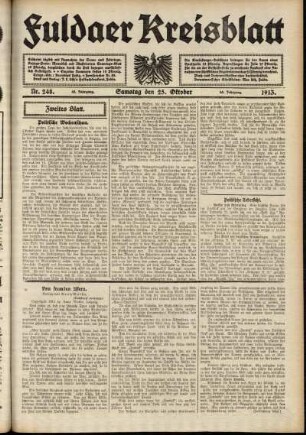 Zweite Ausgabe vom Samstag, den 25. Oktober 1913.