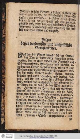 Folgen dessen barbarische und unchristliche Grausamkeiten.