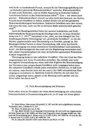 IV. Freie Beweiswürdigung und Ermessen
