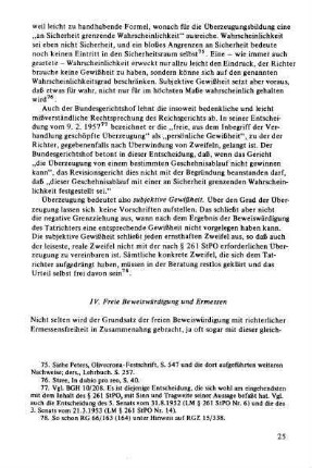 IV. Freie Beweiswürdigung und Ermessen