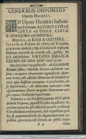 Generalis Dispositio Operis Homeri