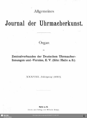38.1913: Allgemeines Journal der Uhrmacherkunst