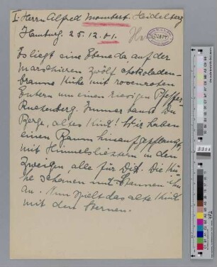 Brief an Alfred Mombert