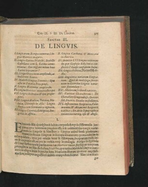 Sectio III. De Linguis.