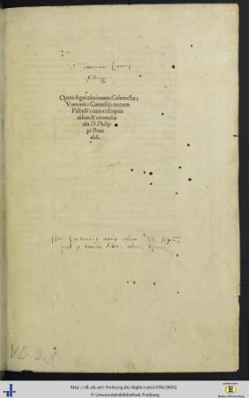Opera agricolationum, Columellae, Varronis Catonis[que] nec non Palladii