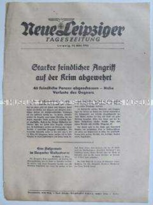 Extrablatt der "Neuen Leipziger Tageszeitung" zu sowjetischen Gegenangriffen auf der Krim und angeblichen New Yorker Flak-Vorfall