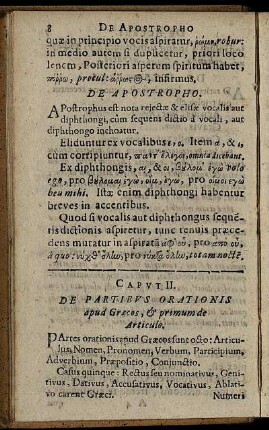 Caput II. De Partibus Orationis apud Græcos, & primum de Articulo.