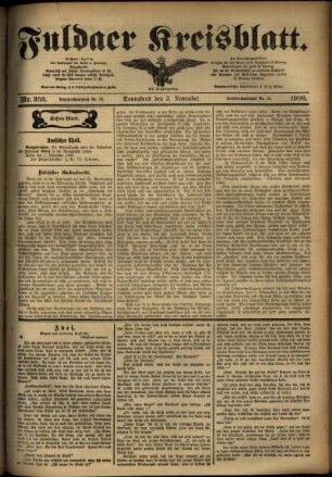 Erste Ausgabe vom Samstag, den 03. November 1906.