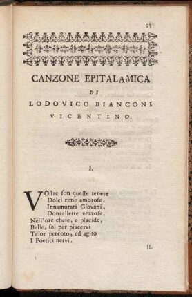 Canzone Epitalamica di Lodovico Bianconi Vicentino.