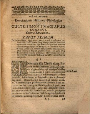 Exercitatio hist. philol. de cultu Simonis magi apud Romanos, contra Baronium
