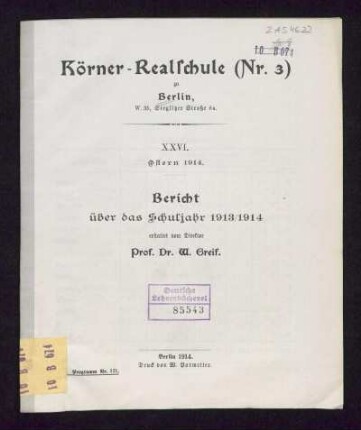 1913/14: Bericht über das Schuljahr ... - 1913/14