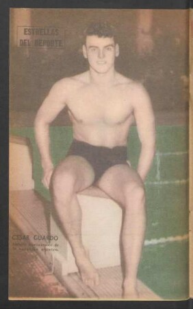 César Guardo, notable representante de la natación argentina - [Fotografía] : Estrellas del deporte