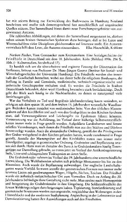Fischer, Norbert :: Vom Gottesacker zum Krematorium, eine Sozialgeschichte der Friedhöfe in Deutschland seit dem 18. Jarhundert, (Kulturstudien, Sonderband, 17) : Köln, Böhlau, 1996