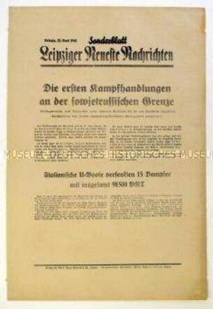 Sonderblatt der "Leipziger Neuesten Nachrichten" zum deutschen Überfall auf die Sowjetunion