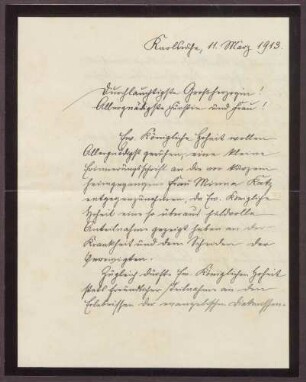 Schreiben von Friedrich Katz an die Großherzogin Luise; Übersendung einer Erinnerungsschrift an Minna Katz