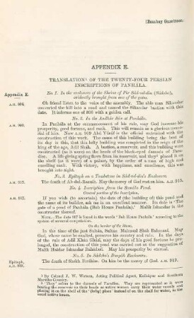 Appendix E. Translation of the twenty-four persian inscriptions of Panhála