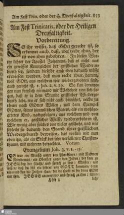 Am Fest Trinitatis, oder der Heiligen Dreyfaltigkeit