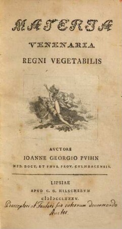 Materia Venenaria Regni Vegetabilis