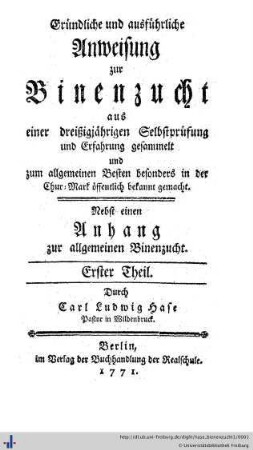 1: Anweisung zur Bienenzucht