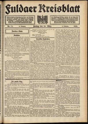 Zweite Ausgabe vom Freitag, den 29. März 1912.