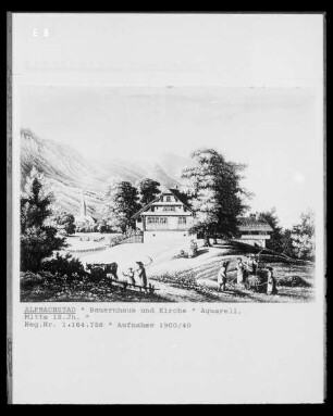 Bauernhaus und Kirche in Alpnachstad