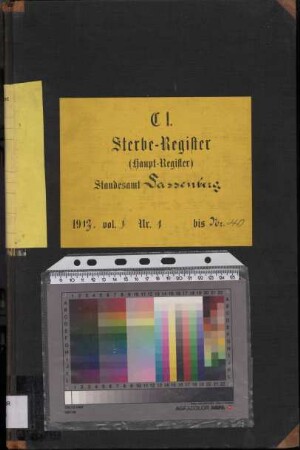 Sterberegister des Standesamtes Sassenberg von 1913 (Urkunden-Nr. 1-40)