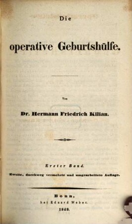 Operationslehre für Geburtshelfer : in zwei Theilen. 1,1