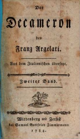 Der Decameron des Franz Argelati. 2