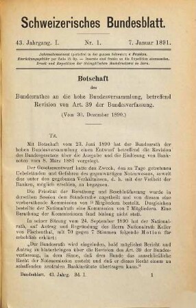 Bundesblatt. 43. 1891, 1