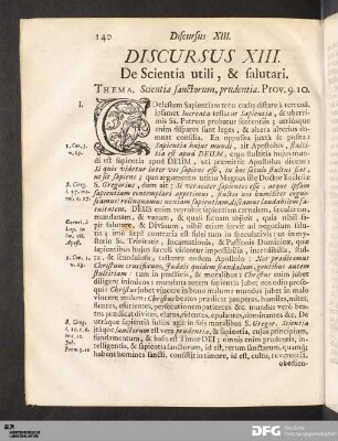 Discursus XIII. De Scientia utili, & salutari