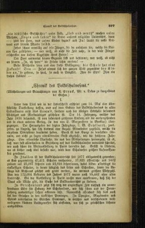 "Chronik des Volksschulwesens" : (Mittheilungen und Betrachtungen)