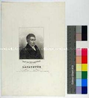 Porträt des französischen Generals und Politikers Marie-Joseph du Motier Marquis de Lafayette - Blatt Nr. 28 der Serie "Zeitgenossen"