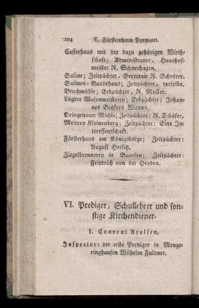 VI. Prediger, Schullehrer und sonstige Kirchendiener.
