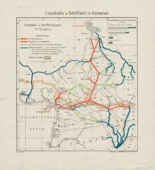 Eisenbahn- und Schiffahrtskarte für Kamerun