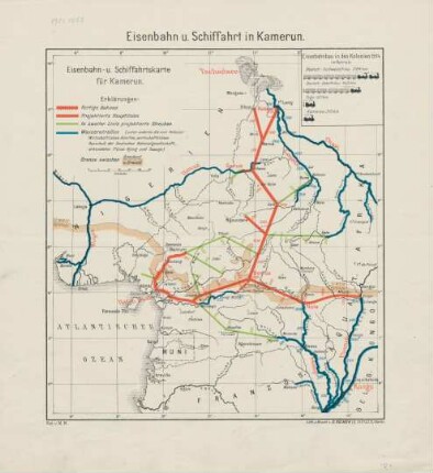 Eisenbahn- und Schiffahrtskarte für Kamerun