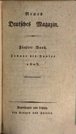 Neues deutsches Magazin. 5, 5. 1803