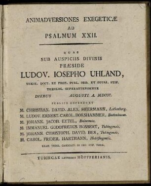 Animadversiones Exegeticae Ad Psalmum XXII.