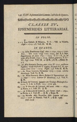 140-149, Classis IV: Ephemerides litterariae