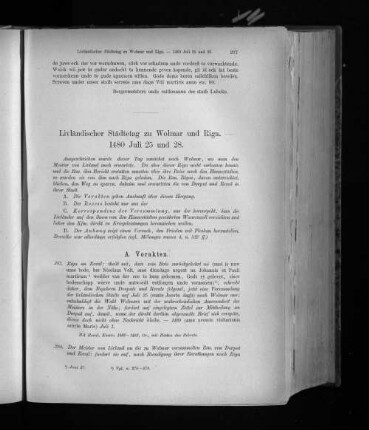 Livländischer Städtetag zu Wolmar und Riga. - 1480 Juli 25 und 28.