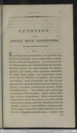 Lutherus, Sive Historia Brevis Reformationis