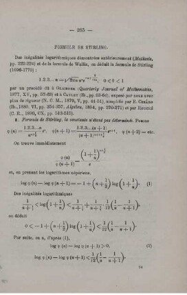 FORMULE DE STIRLING.