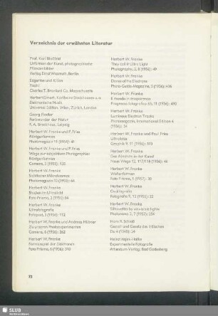 Verzeichnis der erwähnten Literatur