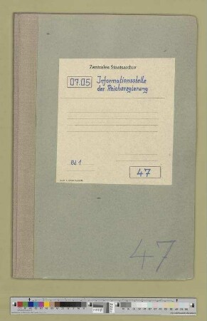 Tagesberichte der Zweigstelle I für Unterstaatssekretär Curt Baake in der Reichskanzlei.- Berichte 9, 35 - 50, 53, 59