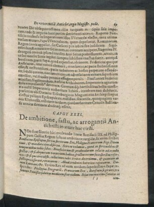 Caput XXXI. De ambitione, fasti, ac arrogantia Antichristi in aetate hac virili
