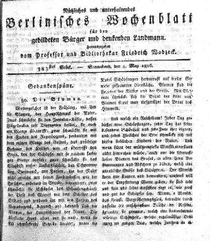 383stes Stueck, 4. May 1816