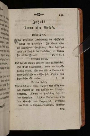 Inhalt sämmtlicher Briefe.